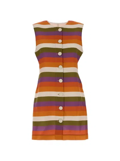 D'estree Camille Horizontal-stripe Mini Dress In Multi