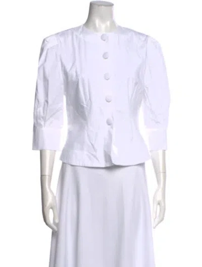 Pre-owned D'estree Crew Neck Three-quarter Sleeve Button-up Top W/ Tags In White
