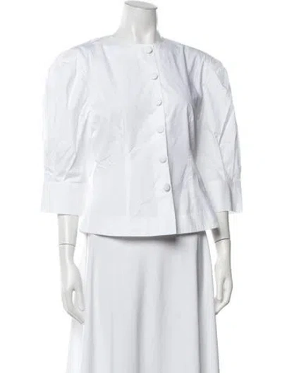 Pre-owned D'estree Crew Neck Three-quarter Sleeve Top In White