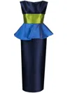 D'estree Cy Colour-block Midi Dress In Blue