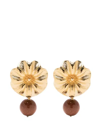 D'estree Daisy Drop Earrings In Brown