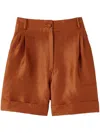 D'estree Daniel Pleat-detailing Shorts In Brown
