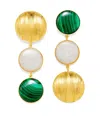 D'estree Sonia Geometric Double Stone Earrings In Green