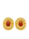 D'estree Embossed Stud Earrings In Brown