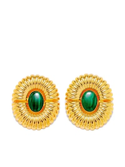 D'estree Embossed Stud Earrings In Green
