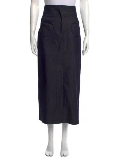Pre-owned D'estree Embroidered Accent Long Skirt In Blue