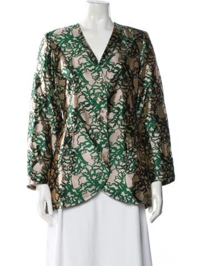 Pre-owned D'estree Floral Print Blazer W/ Tags In Green