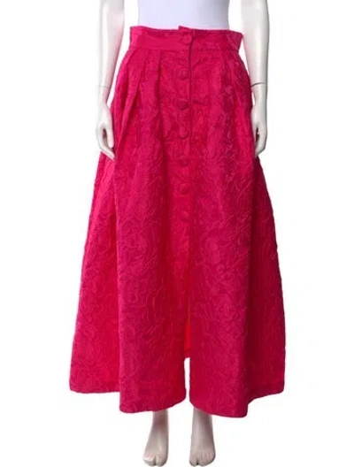 Pre-owned D'estree Floral Print Long Skirt In Pink