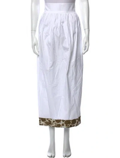 Pre-owned D'estree Floral Print Long Skirt In White