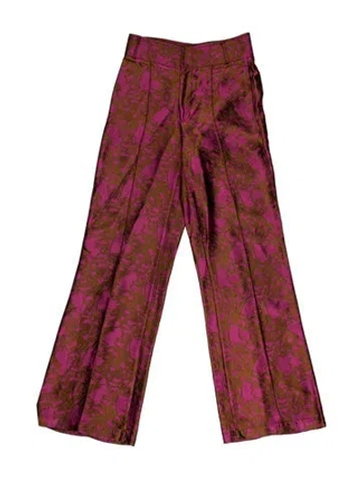 Pre-owned D'estree Floral Print Wide Leg Pants In Purple