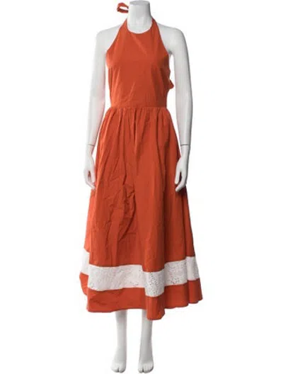 Pre-owned D'estree Halterneck Midi Length Dress In Orange