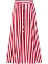 D'estree Irving Striped Faille Maxi Skirt In Red