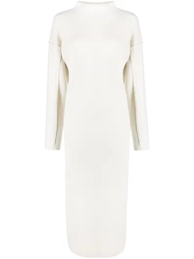D'estree Jadé Exposed-seam Midi Dress In White