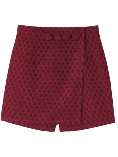 D'estree Jean Checked Miniskirt In Red