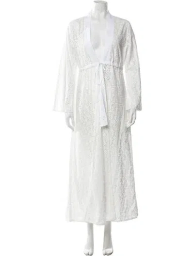 Pre-owned D'estree Lace Pattern Long Dress W/ Tags In White