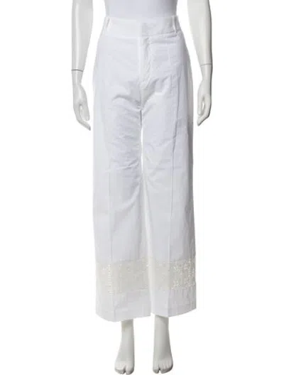 Pre-owned D'estree Lace Pattern Wide Leg Pants W/ Tags In White