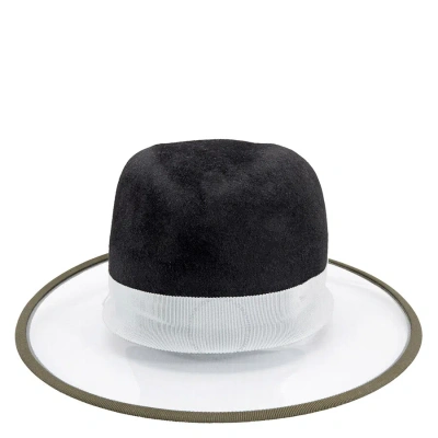 D'estree Ladies Black Wide Brim Vinyl And Rabbit-felt Hat In Black