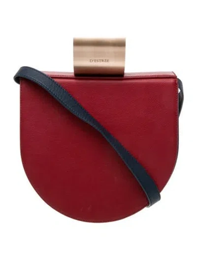 Pre-owned D'estree Leather Shoulder Bag In Burgundy