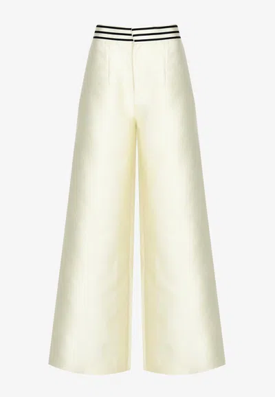 D'estree Lenore Wide-leg Crepe Pants In White