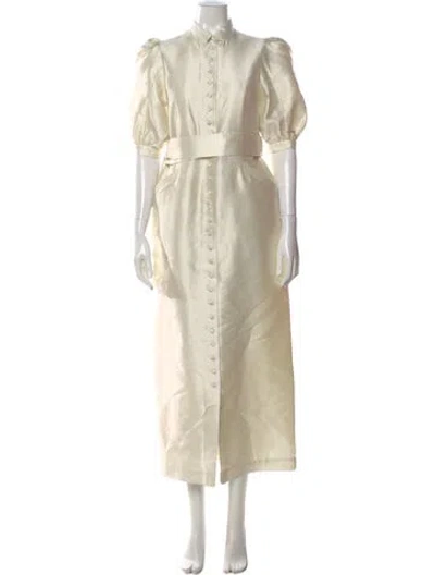 Pre-owned D'estree Linen Long Dress In Neutral