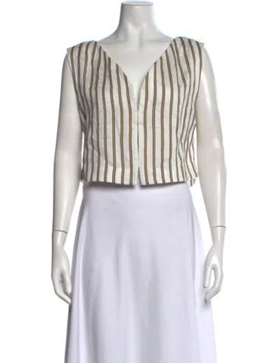 Pre-owned D'estree Linen Striped Crop Top In Multicolor