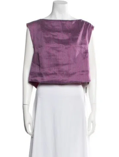 Pre-owned D'estree Linen Striped Top W/ Tags In Purple