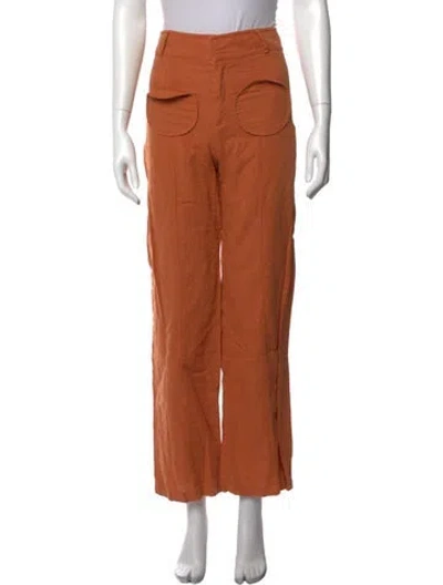 Pre-owned D'estree Linen Wide Leg Pants In Orange