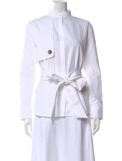 Pre-owned D'estree Long Sleeve Blouse In White