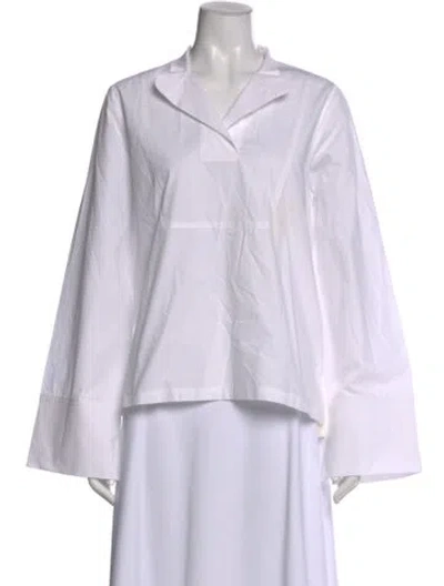 Pre-owned D'estree Long Sleeve Blouse In White