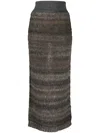 D'estree Lynette Knitted Midi Skirt In Brown