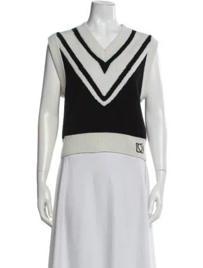 Pre-owned D'estree Merino Wool Striped Sweater In White