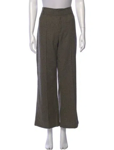 Pre-owned D'estree Merino Wool Wide Leg Pants In Green