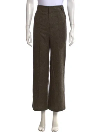 Pre-owned D'estree Merino Wool Wide Leg Pants In Green