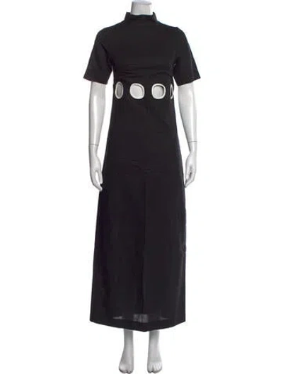 Pre-owned D'estree Mock Neck Long Dress In Black
