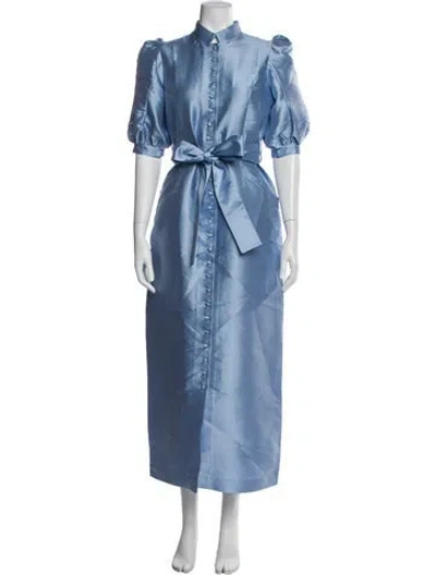 Pre-owned D'estree Mock Neck Long Dress In Blue