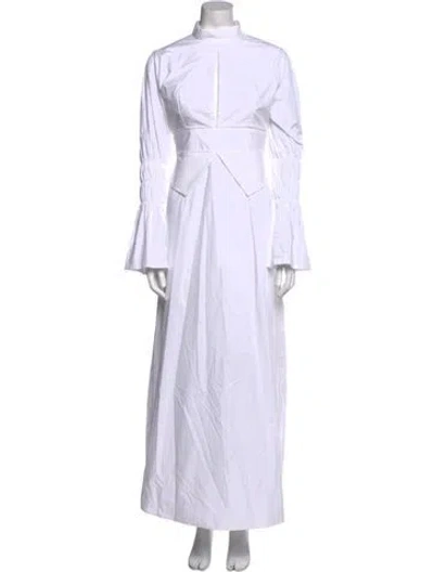 Pre-owned D'estree Mock Neck Long Dress In White
