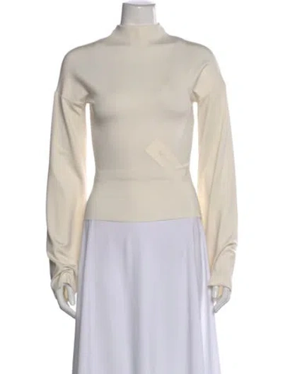 Pre-owned D'estree Mock Neck Long Sleeve Top In Neutral