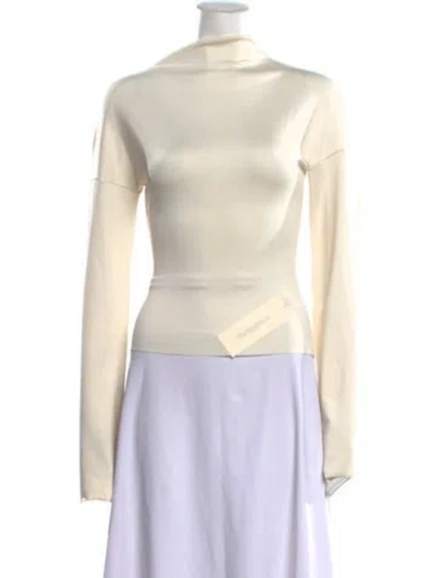 Pre-owned D'estree Mock Neck Long Sleeve Top W/ Tags In Neutral