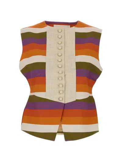 D'estree Norma Horizontal-stripe Top In Multi