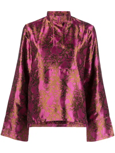 D'estree Paavo Jacquard Satin Shirt In Pink