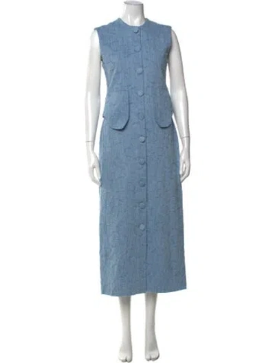 Pre-owned D'estree Patterned Long Dress W/ Tags In Blue