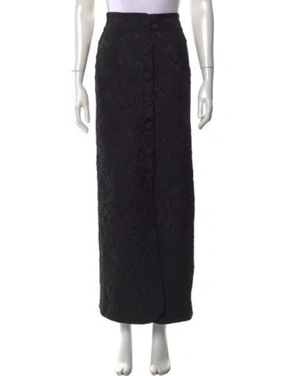 Pre-owned D'estree Patterned Long Skirt In Black