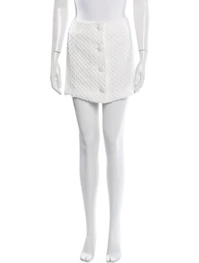 Pre-owned D'estree Patterned Mini Skirt In White