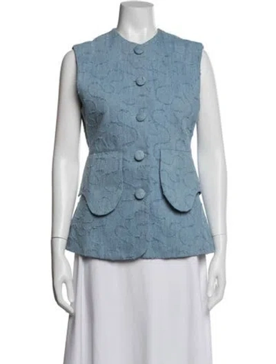 Pre-owned D'estree Patterned Vest In Blue