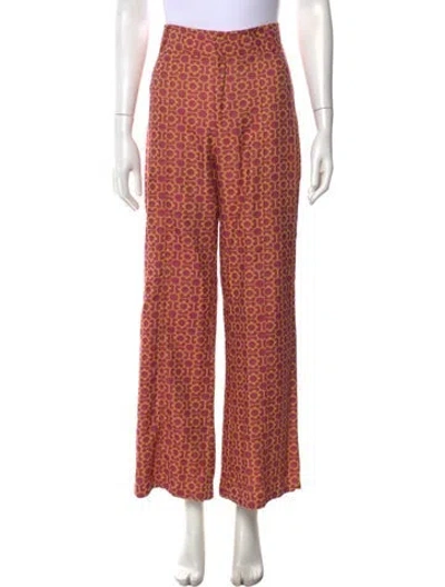 Pre-owned D'estree Patterned Wide Leg Pants In Pink
