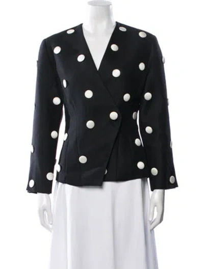 Pre-owned D'estree Polka Dot Print Blazer In Black