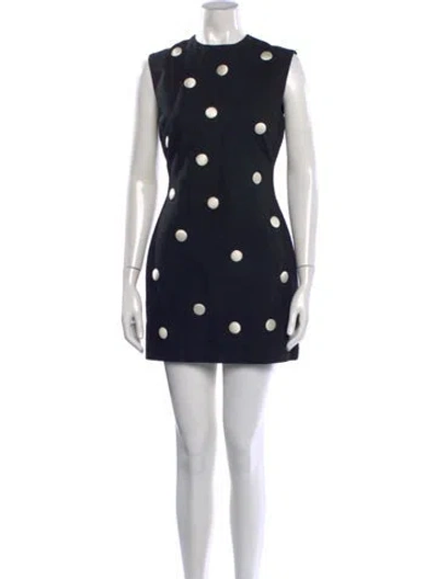 Pre-owned D'estree Polka Dot Print Mini Dress In Black