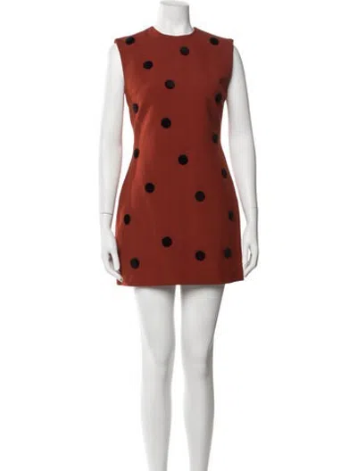 Pre-owned D'estree Polka Dot Print Mini Dress In Orange