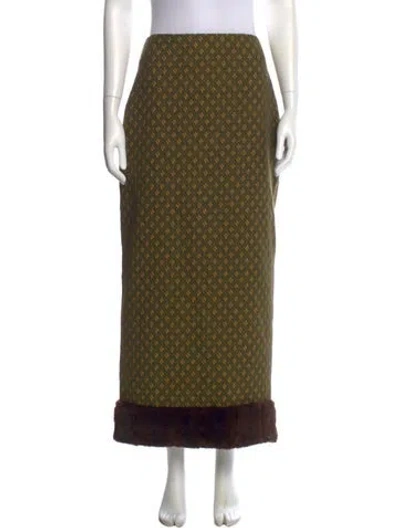 Pre-owned D'estree Printed Midi Length Skirt W/ Tags In Green