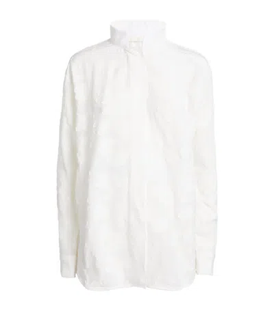 D'estree Dressing Gownrt Flower Veil Shirt In White